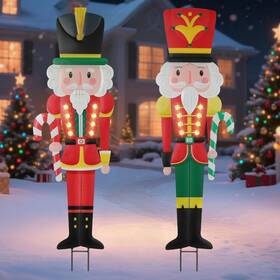 Hd250155 Lewondr 2 Pcs Christmas Decororations Outdoor 36.5 Inch Solar Metal Nutcracker Hd250155 Lewondr 2 Pcs Christmas Decororations Outdoor 36.5 Inch Solar Metal Nutcracker