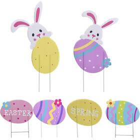 B0bm4mxmf1us Light Autumn Set Of 6 Easter Bunny Yard Stakes - Garden Decorations With Mult