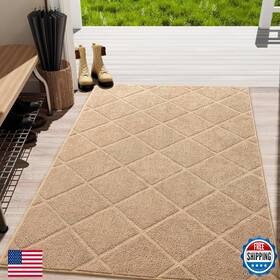 B0c89dg2mp Lochas Beige Indoor Door Mat 35x59 Inch Rubber Backing Washable Absorbent Chenille