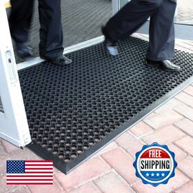B079zjn33v Lovinland Large Rubber Outdoor Doormat - 60 X 35 Heavy Duty Anti-slip Drainage Floor Mat
