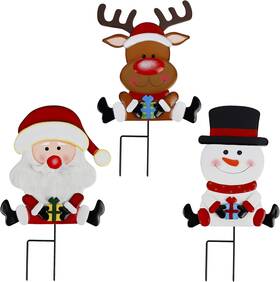 Lulu Home 745860316242 Christmas Yard Signs 3 Packs Metal Snowman Santa Claus Reindeer