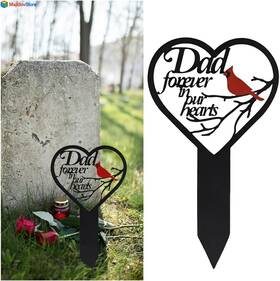 Markers006 Meckerni Stake Graves Cemetery Decorations Memorial Grave Markers Heart Plaqu