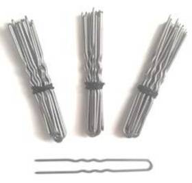 3pkslvr Mennonite Maidens 3 Pack Heavy Duty U Shape Amish Hair Pins Snagless 2.5 Inch Crinkled Silver