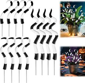 Sps-12 Mjz 12pcs Halloween Plant Stakes Sandworm Decoration Black And White
