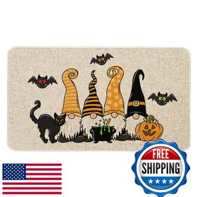 B0b3dgsrwl Mloabuc Halloween Gnome Bat Entrance Mat Fall Indoor Outdoor Non-slip 17x30 Inch