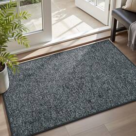 B0fncx87wt Montvoo Indoor Entrance Doormat Rubber Non-slip 32x48 Dark Grey
