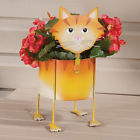 Not Branded Metal Cat Planter Indoor Outdoor Hand Painted 4 Paws Whiskers Porch Ledge Patio 701304023916