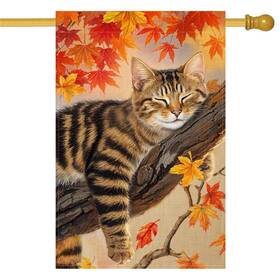 B0fcrqn32w Npcswxq Fall Cat Garden Flag 28x40 Inch Double Sided Autumn Leaves Thanksgiving Decor