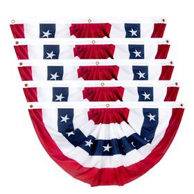 B0bysjhy2q Nuolan 2x4 Ft American Pleated Fan Flag Patriotic Half Bunting Outdoor Decoration