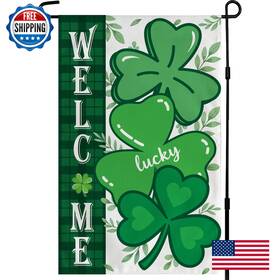 B0g2lhjydf Ohome St. Patricks Day Shamrock Garden Flag - Double-sided 12x18 Inch