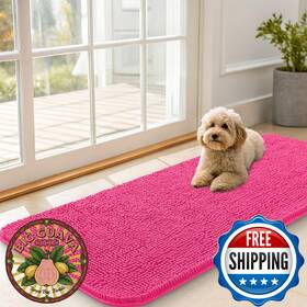 B0drj8rqly Olanly Dog Door Mat For Muddy Paws 47x20 - Absorbs Moisture And Dirt Hot Pink