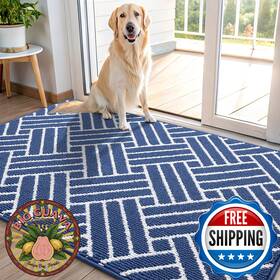 B0dtpwlp6x Olanly 40x32 Inch Indoor Door Mat Dirt Resistant Absorbent Non-slip Navy