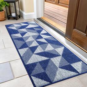 B0fd2rkfxy Olanly 47x23 Navy Geometric Washable Indoor Door Mat Absorbent Entry Carpet Low