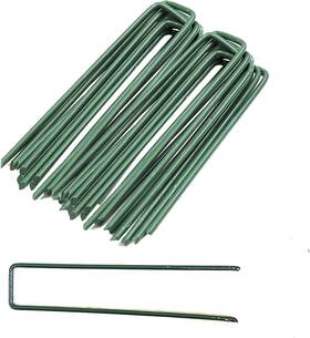 One Stop Outdoor 445038642632 100-pack Green 6 Inch Garden Stakes Landscape Staples U-type Turf Stake For A One Stop Outdoor 445038642632 100-pack Green 6 Inch Garden Stakes Landscape Staples U-type Turf Stake For A