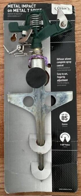 56144 Orbit New 85ft Diameter Metal Impact T-spike Base Sprinkler 56144 Orbit New 85ft Diameter Metal Impact T-spike Base Sprinkler