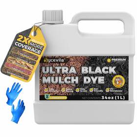 Oycevila 795276088400 32oz Concentrated Ultra Black Mulch Dye With Gloves Liquid Rubber Spray C