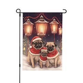 B0djm5jy9h Oyebn Christmas Pug Garden Flag 12x18 In Double Sided Yard Lawn Decor Weather-resistan