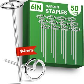 Tp-mg-10 Pamofuper 50pcs Landscape Fabric Pins Bold 8 Gauge Galvanized Steel 6in X 50 Silver