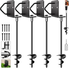 Tp-mg-6 Pamofuper Ground Anchors Screw In 14 Inch Set Of 4 Trampoline Stakes Heavy Duty Black