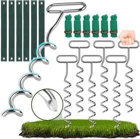 Tp-mg-7 Pamofuper 6 Tree Stakes And Supports 15.7in Spiral Stake Kits For Leaning Silver