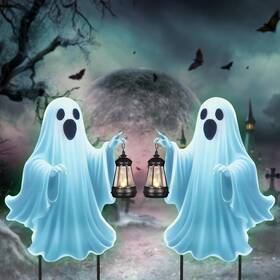 Dc-1302 Pawatee Halloween Outdoor Decorations Yard Signs Stakes 2pack Fluorescence White Dc-1302 Pawatee Halloween Outdoor Decorations Yard Signs Stakes 2pack Fluorescence White