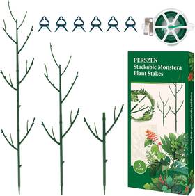 Perszen 607601417482 6 Pack Stackable Monstera Plant Support Stakes For Dark Green