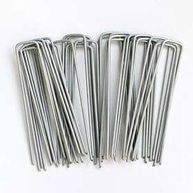 Petgrow 752941460879 6 Inch Garden Stakes Galvanized Landscape Staples U-type Turf