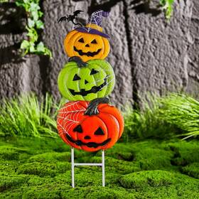 243117 Phaxth Metal Pumpkin Garden Stakes Halloween Yard Decorations Colorful