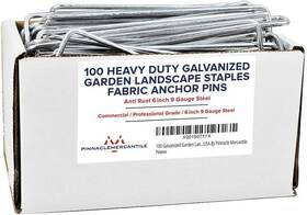 Pinnacle Mercantile 445019729772 100 Pack Galvanized Garden Stakes Landscape Staples Extra He