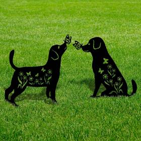 Ps0012p2dzdog Pokshow Decorative Garden Stakes - 2 Pack 15 Inch Stand Dog Labrador
