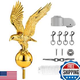 B0ddlzq8mv Ppq Flag Pole Eagle Topper 11 Inch Gold Parts Hardware Repair Kit 50ft Rope Zinc Cle