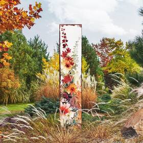 Purple Bamboo Inc. 841167153488 42in Fall Garden Stake - Watercolor Wildflower Decor Ideal For Outdoor De