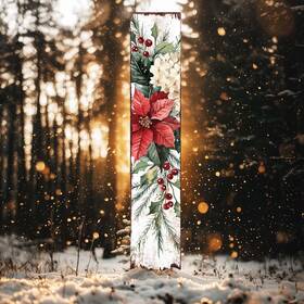 Purple Bamboo Inc. 841167159022 42in Christmas Garden Stake Watercolor Poinsettias And Mistletoe Outdoor Winte