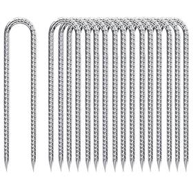 B0c4tcwrvb Qnlong Rebar Stakes 12 Inch Galvanized U-hook Trampoline Tent Ground Anchors 20 Pack