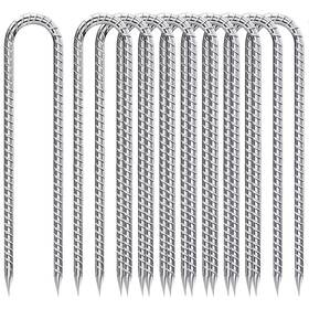 B0crrh9v3p Qnlong Rebar-stakes-12-inch Ground Stakes Heavy Duty U-hook Galvanized Anti-rust