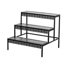 Hj-21 Qusimi 3 Tier Metal Plant Stand Rectangle Or Round Decorative Flower Step Garden She