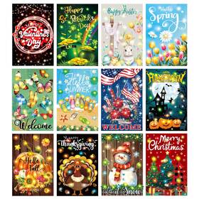 B0dfm99xp3 Remagr 12 Pcs Solar Led Garden Flags 12x18 Inch Double Sided Seasonal Outdoor Decor
