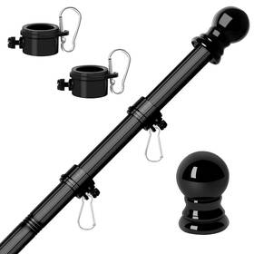 B0c277nj95 Rsotc 5ft Black Stainless Steel Flag Pole Kit Heavy Duty Tangle-free Outdoor