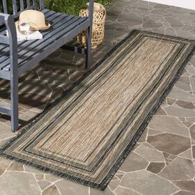 B018hu5vg2 Safavieh Courtyard Collection 2ft3 Inch X12ft Natural/black Indoor/outdoor Runner Rug