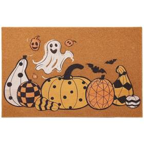 B0fp54l3wl Saksun Halloween Door Mat 30x17 Inch Pumpkin Faux Coir Non-slip Outdoor Entrance Rug