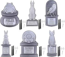 Hal-6pkanm-096 Scs Direct 3-d Metal Halloween Pet Cemetery 17 Inch Tombstones - Full Set Of 6 Value Pack