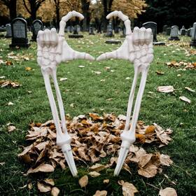 B0f3c6sclt Seasons Halloween Skeleton Hand Arm Stakes Decor Love Pose 2pc
