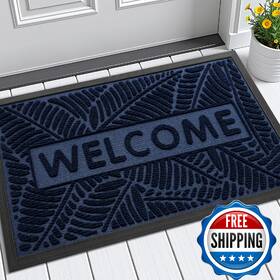 B0fg7sxz4q Smiry Welcome Mat Indoor Outdoor 35x23 Navy Waterproof Non-slip Dirt Trapper