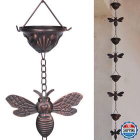 B0bgh6b6lp Smqljxc 8.5ft Bee And Cup Rain Chain For Gutters - Decorative Downspout B0bgh6b6lp Smqljxc 8.5ft Bee And Cup Rain Chain For Gutters - Decorative Downspout