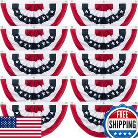 B0c2yx3bvh Sunyao Usa Pleated Fan Flag American Us Bunting Patriotic Half Banner 4th Of July 1.5x3