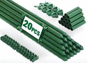 Hkty-hyg-20p Tegarbed Garden Stakes 20 Pack 16 Inch Plastic Coated Metal Tomato Green