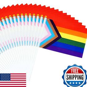 B0d2zjgbdt Temogole 200 Pcs Progress Pride Flags Lgbtq Accessories Gay Rainbow Hand Held