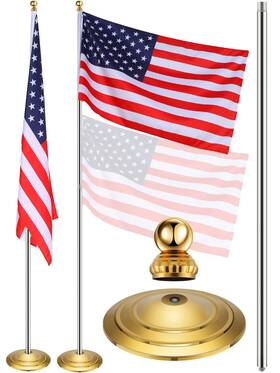 B0by2dwjxv Threan Telescoping Indoor Flag Pole With Base Ball Top - Adjustable Stainless Steel