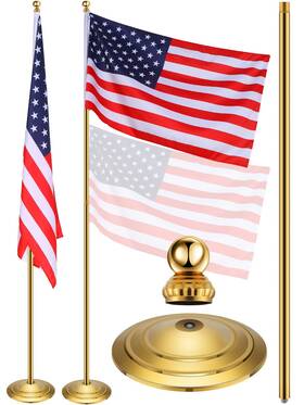 B0by2f823c Threan Indoor Telescoping Flag Pole Kit With Base And Gold Ball Top - 3.6-9.84ft