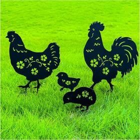 Hw-dc-x01 Tiggsy Chicken Metal Decorative Garden Stakes Gifts For Women/men Black